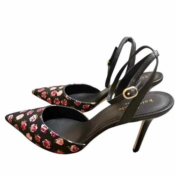 💜🌼NWOT KATE SPADE ANKLE STRAP FLORAL HEELS. - Picture 2 of 11